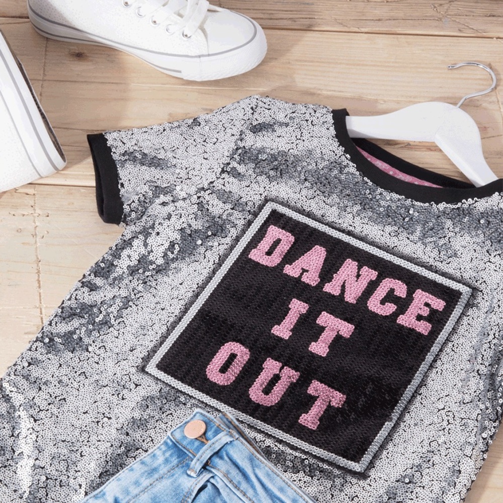 ✨ JoJo Siwa Nickelodeon Sequin Dance Girls Tee Top - Picture 6 of 6